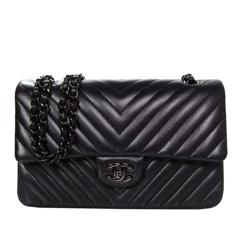 chanel chevron black handbag On Sale 